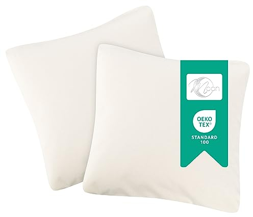 PremiumShop321 2er-Set Jersey Qualitäts Kissenbezug Kissenhülle 100% Baumwolle mit Reißverschluss in 18 Farben und 7 Größen (Natur, 80x80 cm)