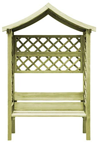 Festnight Pergolato con Panchina da Giardino in Lengo,Pergola da Giardino Esterno con Panca e Tetto in Legno di Pino Impregnato FSC 146 x 55 x 220 cm