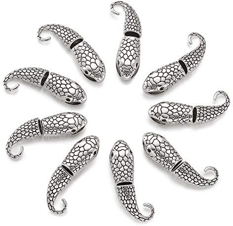 Pandahall Knebelverschlüsse tibetische Legierung, 10 Set# Silver Snake Clasps, 23x12x9mm