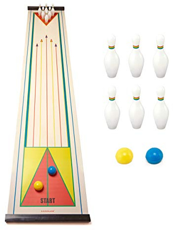 Kikkerland Tabletop Mini Arcade Board Game Bowling, Family Fun Game Night, Office Desk Office Desk Stress Relief Gadgets Small Finger Toys Fun Gag Gifts for Men Women Kids Teens
