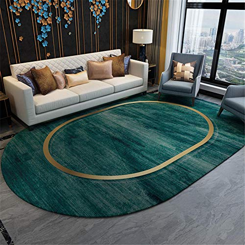 Wohnzimmer Schlafzimmer dekorativer Teppich-Grünes goldgelbes ovales Muster, weich im Griff des Kinderspielteppichs - 160 * 230 cm