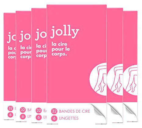 Jolly Women's Body Wax Strips und Finishing Wipes, sanfte Haut in 1 Anwendung, dermatologisch getestet, 32 Streifen und 6 Dry Touch Finishing Wipes