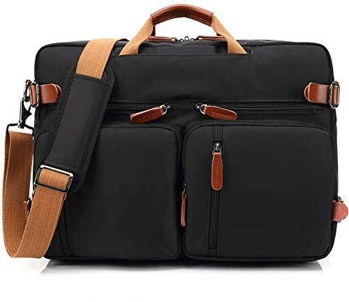 Convertible Spalla Zaino Messenger Bag Laptop Bag Cassa della Borsa Cartella Multifunzionale di Viaggio Zaino Adatto 17 inch Laptop - Antifurto,Nero,15.6