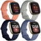 JUVEL Correa Compatibles con Fitbit Versa 3 Correa/Fitbit Sense Correas, 4 Pack Muñequeras Deportivas de Silicona Suave de Repuesto para Mujeres Hombres, Pequeño, Melocotón/Gris/Azul/Gris Azulado
