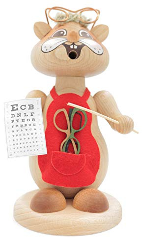 Kuhnert - Erzgebirgische Holzkunst Räuchermann Räucherfigur Hamster 18cm - Optiker
