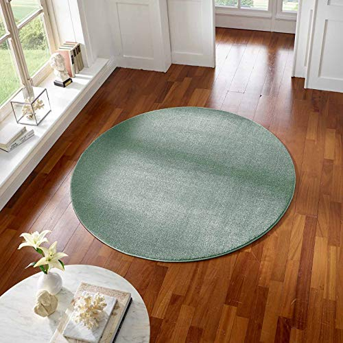 Taracarpet Teppich Kurzflor modern für Wohnzimmer Schlafzimmer und das Kinderzimmer super weich und Öko Tex Zertifiziert Mint grün 120x120 cm rund