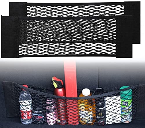 Black Magic Adhesive Mesh Cargo Net Elastic String Net Mesh Net Pouch, Car Back Rear Trunk Seat Mesh Net for Car/Truck/Trunk(2 Pcak) -80 X 25cm