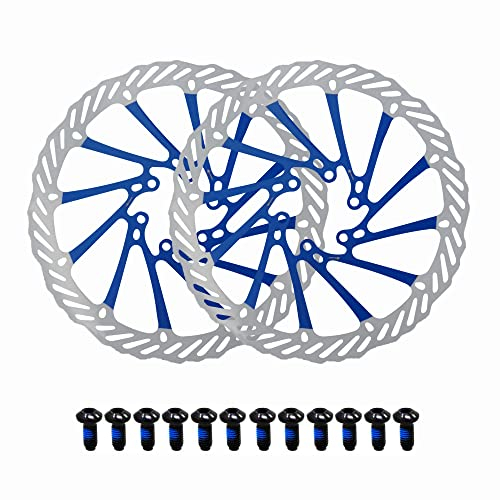 Jane Eyre 160mm Fahrrad Bremsscheibe 2 Stück Scheibenbremse Fahrrad rotor mit 12 Schrauben passend für die meisten Fahrräder, Rennräder, Mountainbikes BMX MTB(Blau 160mm)