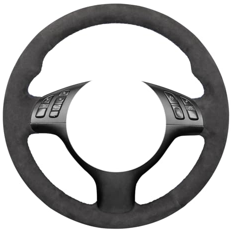 MEWANT Handgenähte Lenkradhülle für 3er E46 E46 / 5er 2004-2005/5er E39 2002-2003 / M3 2001-2006 / M5 2000-, dunkelgrau 2003/Lenkradzubehör der 3er-Serie