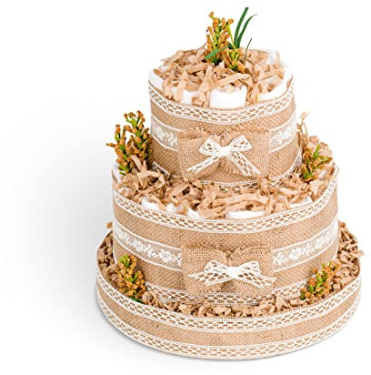 torta di pannolini unisex a due livelli Dodot. Regalo originale per neonato. set per bambini. Regalo per le neomamme. Cesto nascita. Baby shower