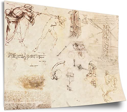 Printistico Poster Leonardo da Vinci - Verschiedene Zeichnungen Kunstdruck ohne Rahmen, Wandbild - A4, A3, A2, A1, A0, XXL - Wohnzimmer, Schlafzimmer, Küche, Deko