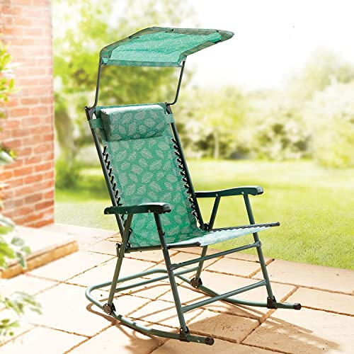 Coopers of Stortford Floral Print Rocking Garden Chair With Shade (Green)