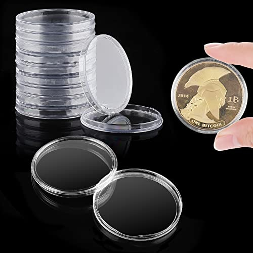 Grevosea 20 Piezas 40mm Transparente Colección de Monedas Estuche Redondo de Plástico para Monedas Estuche Redondo de Plástico para Monedas Almacenamiento para Necesidades de Colección de Monedas-40mm