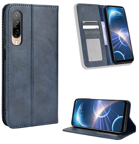 BellaCase HTC Desire 22 Pro Coque [Étui Portefeuille] [Fonction Support] [Slots pour Cartes] [Couverture à Rabat Magnétique] Compatible avec Le Smartphone HTC Desire 22 Pro(Bleu)