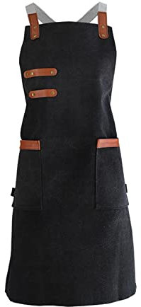Delantal de Cocina, Delantal de Trabajo de Lona Resistente, Delantal Ajustable con Correa Cruzada for Hombre, Delantal de Cuero PU for Hombre (Color : E1, Size : 1 pcs)