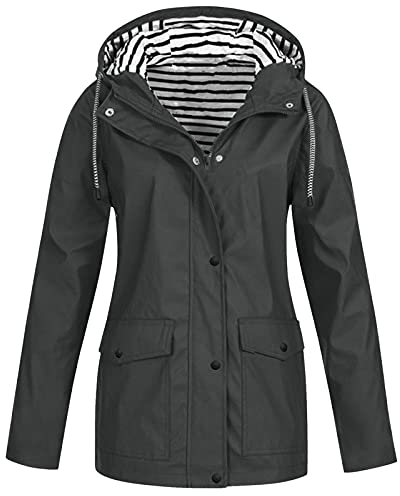 PU Windbreaker Damen Mantel Fleece gefütterter Regenmantel Regenjacke damen Regenjacke Damen Sportlicher Fit Slim wasserabweisend Damen Flauschigem Hundejacke Plussize
