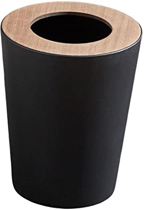 perfk Cubo de basura interior, papelera de contenedor de basura, cubos de basura redondos sin tapa, caja de basura, papelera de baño interior para baño, 7L Negro