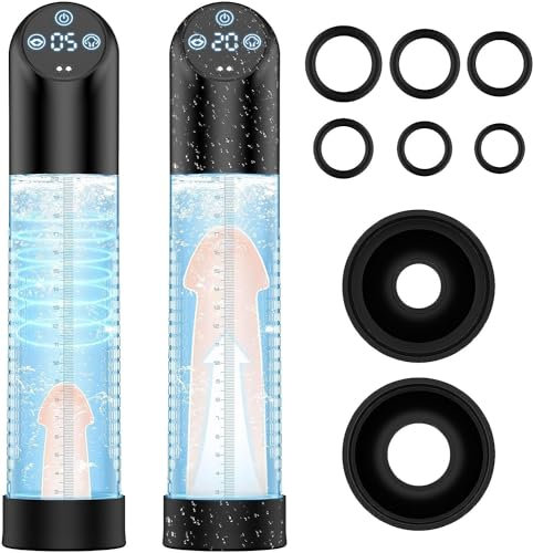 IPX7 Penispumpe für Penisvergrößerung Penis Erektion, Elektrische Penis Vakuumpumpe mit 6 Saugstufen, 100% Wasserdicht Penis Masturbator mit Penisring set und 2 Silikonhülsen Sexspielzeug für Mann