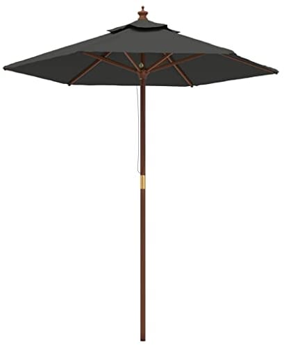 vidaXL Parasol de jardin avec mât en bois anthracite 196x231 cm, parasol, parasol d'extérieur, parasol de patio, parapluie, parasol de terrasse