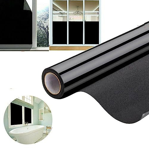 Black Window Film 90 * 200cm Total Blackout Privacy Glass Window Film Block Out 100% Light Black Tint Self- Adhesive Sun Protection Privacy Window Film 90 * 200