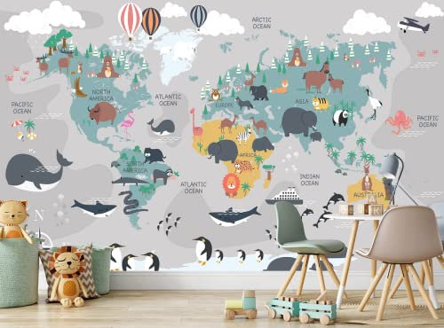 Papier Peint Panoramique Chambre D'Enfant Carte Du Monde 3D Poster Mural pour Salon Chambre Décoration Murale