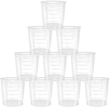 30ml Measuring Cups, Medicine Graduated Jug Transparent Kitchen Measure Containers for Cooking DIY Handmade, 10 Pack