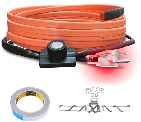 Cupohus Heat Tape for Water Pipes with Thermostat 9FT, Freeze Protection Self-Regulating Heat Trace Cable for Metal, Plastic Home Pipes, Roof and RV