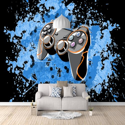 Gamer-Controller Tapete Fototapete 3D Effekt,Dunkelblau Xxl Wandbild Wandtapete Hauptdekorationen Für Wohnzimmer Schlafzimmer(400Cm×280Cm)