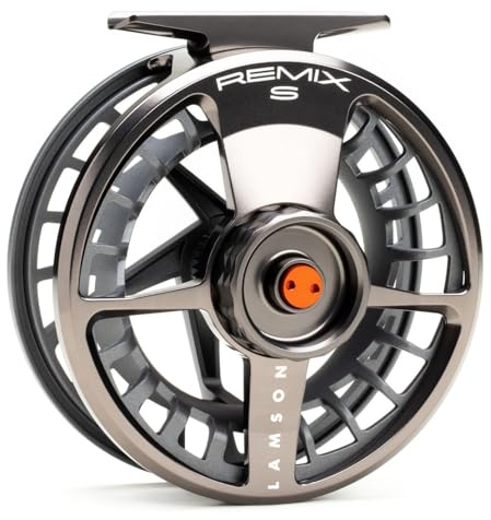 LAMSON | Remix S-Series Size -5+ Fly Fishing Reel | All-Water | Large Arbor, CNC Machined Frame + Pressure Cast Spool, Durable | Smoke | 4wt 5wt 6wt Size