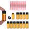 Patikil 10ml Amber Glass Vials, 12 Pack Sample Vials with Screw Cap and Write-on Spot Reagent Media Bottle with Labels Leak-Proof Liquid Bottle for Lab
