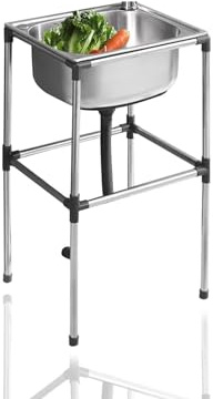 Lavello Commerciale Free Standing Lavandino Lavello A Una Vasca In Acciaio Inossidabile Con Rubinetto Per Garage All'aperto Ristorante Commerciale Lavanderia. (Color : No faucet, Size : 48 * 35cm)