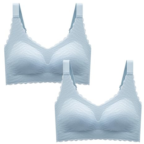 MOONBADI Sport BH Damen blau (2pcs) Damen Sport BH Ohne Bügel Ringerrücken Bustier mit Gepolstert für Yoga Fitness Sport BH Softschalen BH ohne bügel 95C