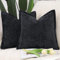 Madizz 2er Set Chenille Samt mit Rand Kissenbezüge Weiche Dekorativ Zierkissenbezüge Modern Kissenhülle für Sofa Wohnzimmer Schlafzimmer Schwarz 45x45 cm