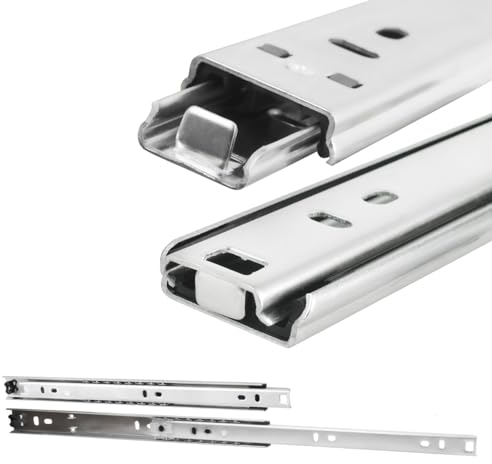 Schubladenschienen - Schubladenauszug H: 27mm / L: 300mm - 450mm Schienen für Schubladen - Auszugsschienen Leicht Anzubringen - Schubladen Schienensystem Teilauszug (Länge (eingefahren) 350 mm)