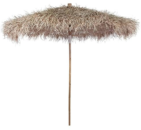 ShCuShan - Sombrilla de bambú con manta con hojas de plátano (210 cm, sombrilla Hawaii 210 cm, ajustable de playa, sombrilla de jardín, sombrilla U V30+