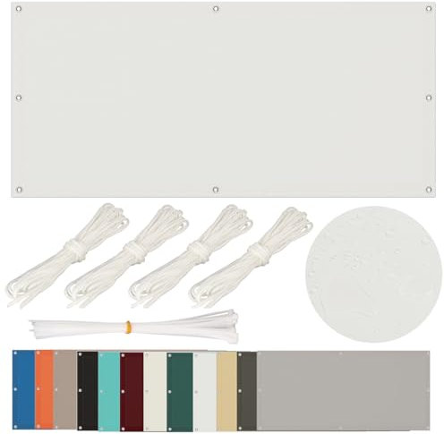 Sonnensegel 1x2m, Sonnensegel Wasserdicht Rechteckig mit ösen Nach Maß Sonnenschutz Balkon Sonnensegel Terrasse Ohne Bohren, Segeltuch für Terrasse Garten UV Schutz, Schwer, Weiß