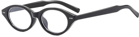 LJCZKA Retro Cat Eye Glasses Women Blue Light Blocking Glasses Small Oval Cateye Frame Eyewear Anti Fatigue Eyeglasses for Computer Gaming Reading (Black Clear)
