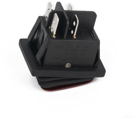 Roter, rechteckiger Wippschalter, wasserdicht, Ein-Aus, 20 A DPST, leuchtende rote Taste, IP67, 30 x 22 mm