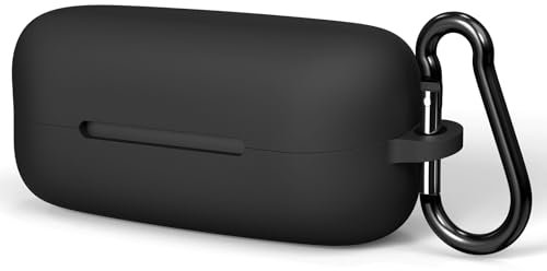 Geekria Silicone Case Cover Compatible with Sony WF-C510 True Wireless Earbuds, Protective Earphones Skin Cover with Keychain Hook, Charging Port Accessible, Front LED Visible (Black)