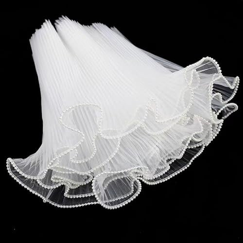 Fokroin 4M Blumenstrauß Papier, Blumenpapier, Blume Wrapping Mesh Garn, Blumensträuße Verpackung Perle, Blumenpapier mit Perlenrand, für Hochzeit, Valentinstag, Geburtstag, Floristenbedarf (Weiß)