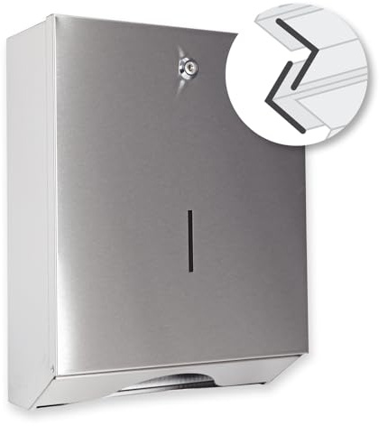 1 Stück Hygostar Falthandtuchspender | Edelstahl, grau, B: 26,5 cm, H: 34,5 cm, Tiefe: 12 cm, Falthandtuchspender, Papierhandtuchspender