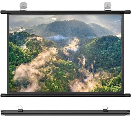 SXKJQER Projector Screen Indoor Outdoor Portable Projection Movies Screens Manual Roll-Up Projection Screen 4:3, 16:9 HD Wall And Ceiling Projection Screen For Home, Party, Office(4:3,30)