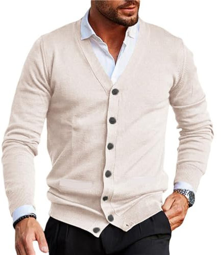PANVER Sweater Herren Casual Mode Warm Knit Sweater Herren Komfortabel Weich Atmungsaktiv Gestrickte Jacke Herren Temperament Urban Trend Sweater Jacke Herren B-White M