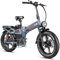 W Wallke H9 Pliant Adulte Double Moteur Suspension complète vélo électrique Batterie 48V60ah 20 Pouces Fat Tyre Frein hydraulique pour vélo électrique (Grey)