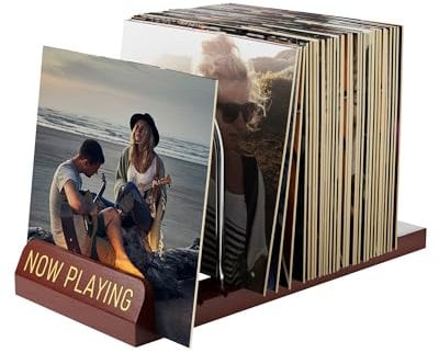 HULISEN Vinyl Record Holder, Now Playing Vinyl Stand for 50 LPs, Wooden Record Storage Rack for Album Display & Shelf Organising, Great Gift for Album Collectors