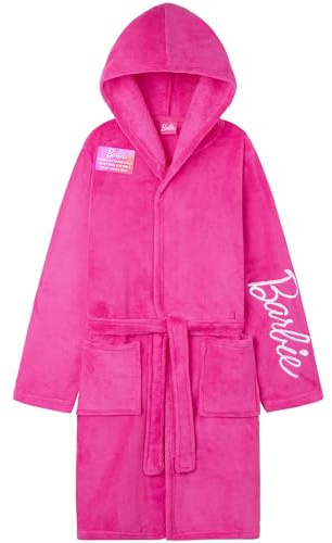 Get Trend Barbie Peignoir Polaire Fille et Ado, Robe de Chambre Enfant avec Capuche et Ceinture, Idée Cadeau (13-14 Ans, Rose Barbie)