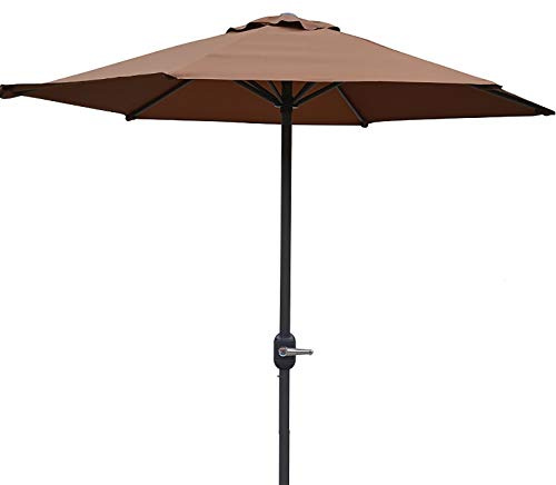 QUSYZD Garden Parasol,2m Small Patio Market Table Umbrella, Round with Crank & 6 Ribs, Sunlight Protection Polyester Sun Shelter, Balcony Condo,Tan