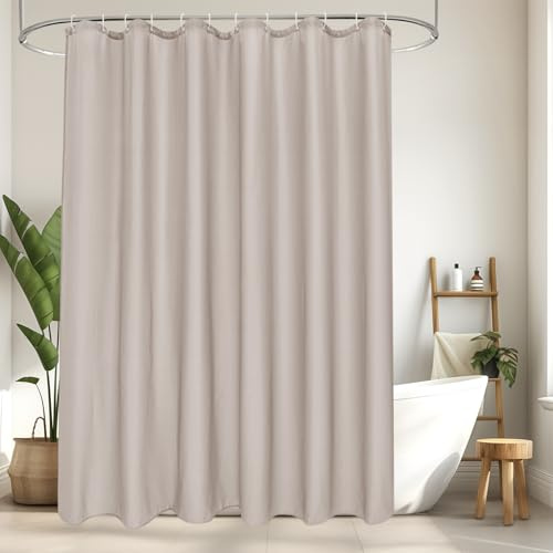 EurCross Tenda da doccia 180 x 160 cm, tessuto impermeabile, color sabbia, ad asciugatura rapida, in poliestere, antimuffa, lavabile, con 12 anelli