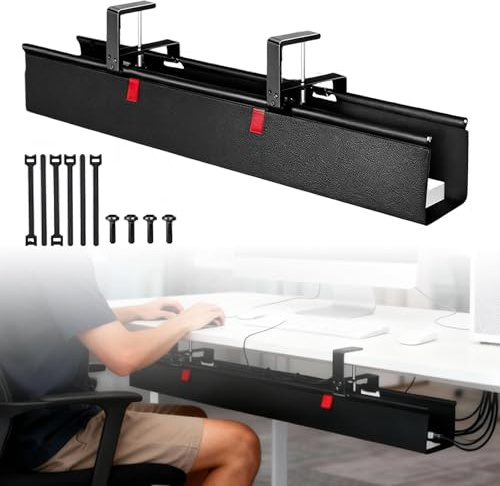 Unter dem Kabelmanagement Schreibtisch 70cm – Kabelkanal Schreibtisch Organizer aus Oxford Gewebe, Kabelhalterung für Steckdosenleiste & Netzteile, Kabel Organizer Büro Home Office Gaming Setup
