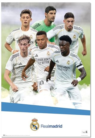 Grupo Erik FC Real Madrid Poster Kunstdruck Merch | Poster Deko Wohnzimmer oder Deko Schlafzimmer - Deko Zimmer - Größe 61 x 91 - Offizieller Real Madrid Fanartikel